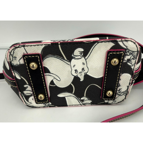 Disney Dooney & Bourke Dumbo Black White Pink Small Zip Sac Crossbody Retired - Picture 9 of 14